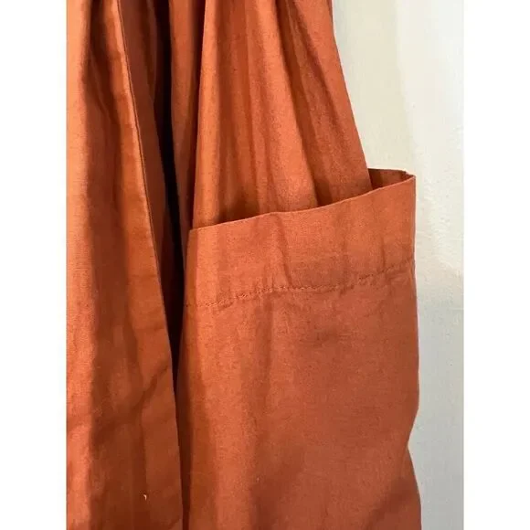 Free People Button Front Lined Midi Skirt Mustard Orange Size Small - Picture 3 of 11
